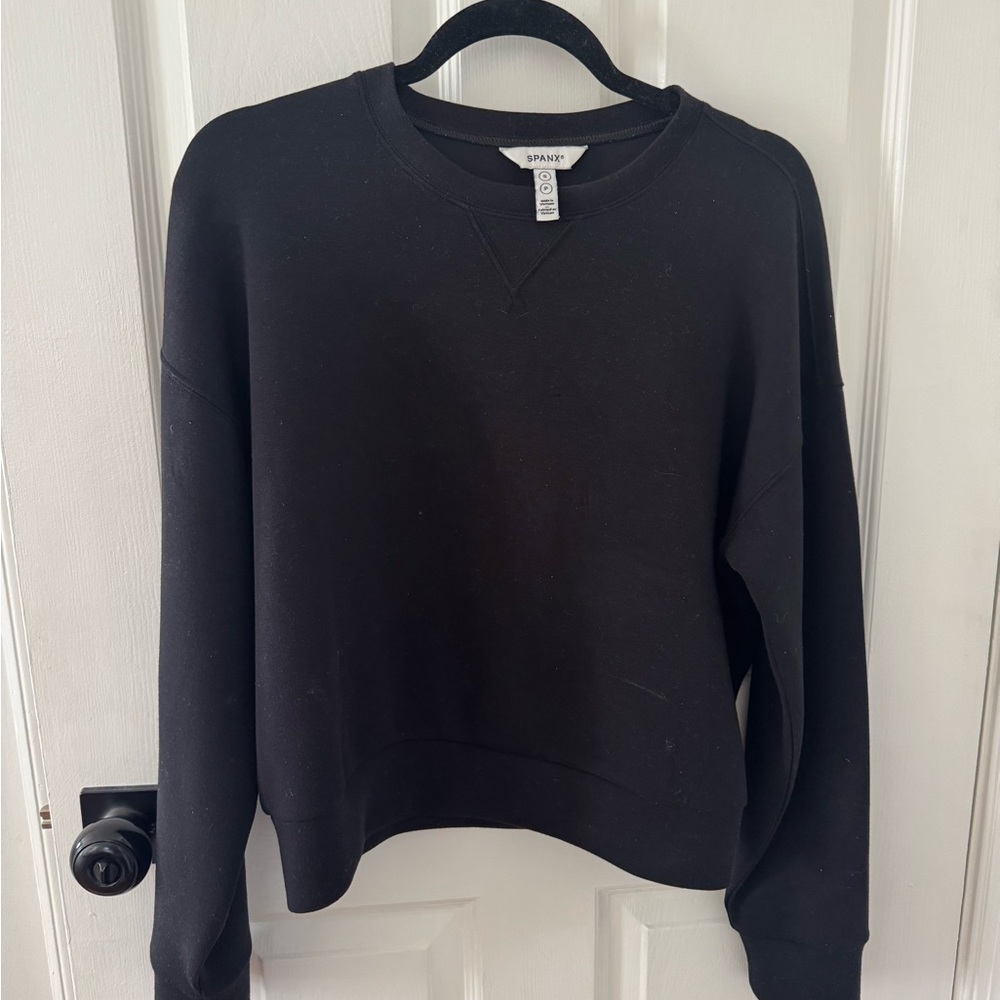 SPANX® AirEssentials Crewneck and Wide Leg Sweatpants Set Black Small